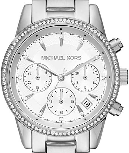 image:imageMichael Kors Bryant Chronograph Womens Watch Stainless Steel and Pav Crystal Watch for WomenSilver