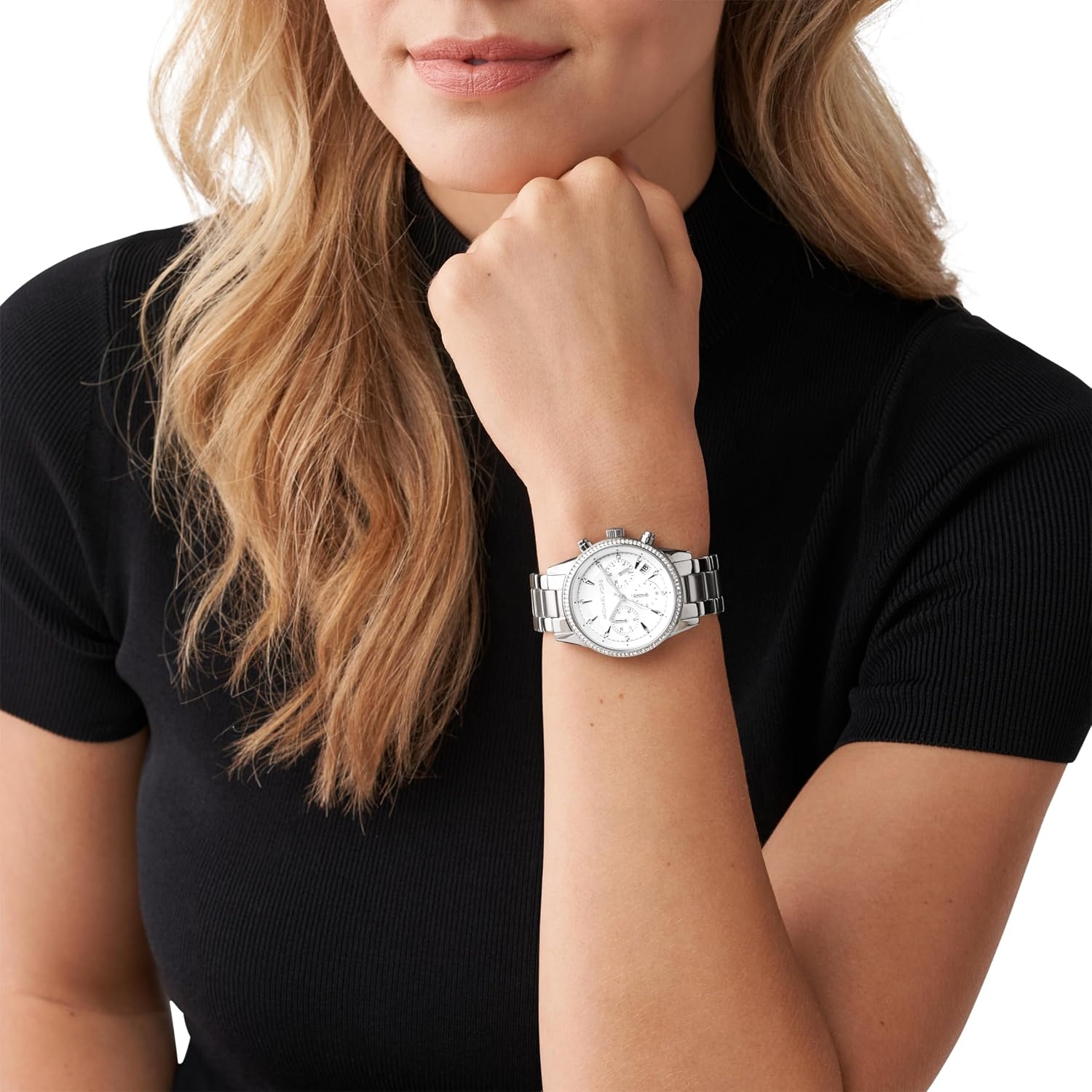 image:imageMichael Kors Bryant Chronograph Womens Watch Stainless Steel and Pav Crystal Watch for WomenSilver