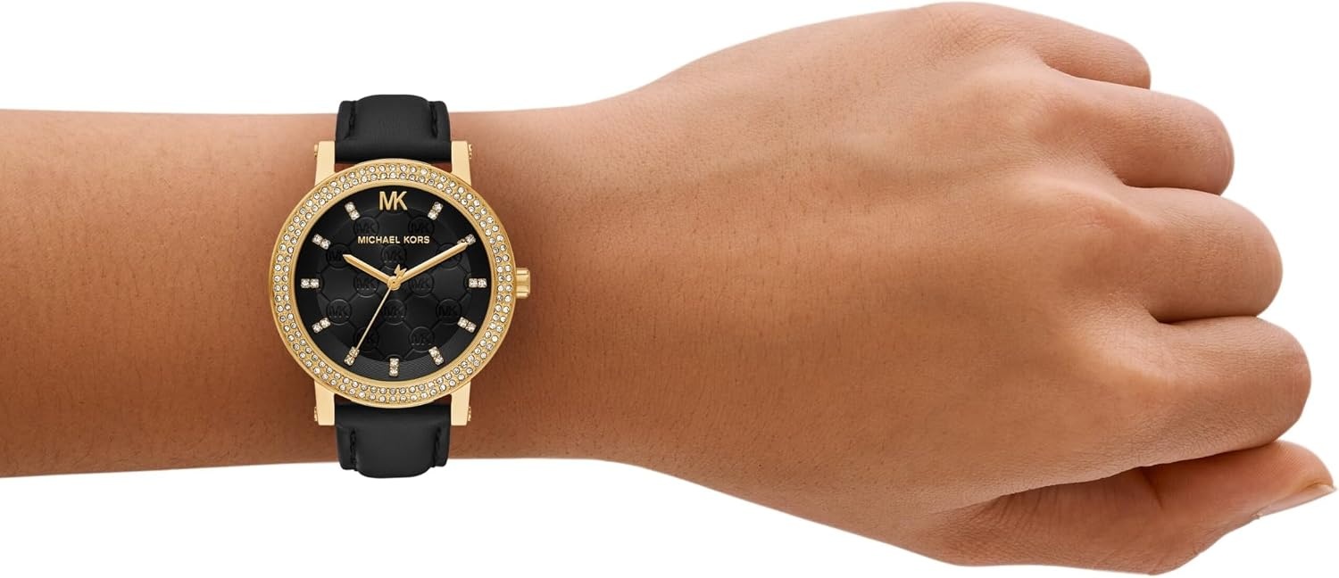 image:imageMichael Kors Corey ThreeHand Black Leather Watch