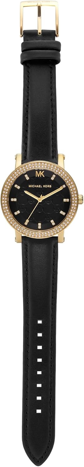 image:imageMichael Kors Corey ThreeHand Black Leather Watch