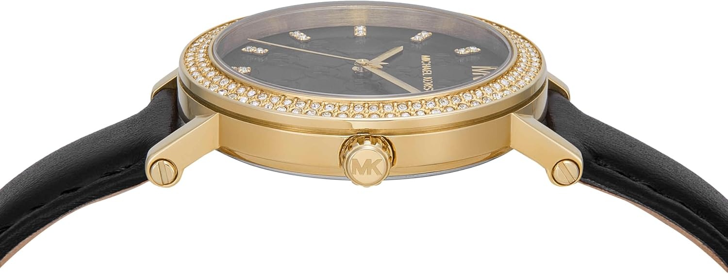 image:imageMichael Kors Corey ThreeHand Black Leather Watch