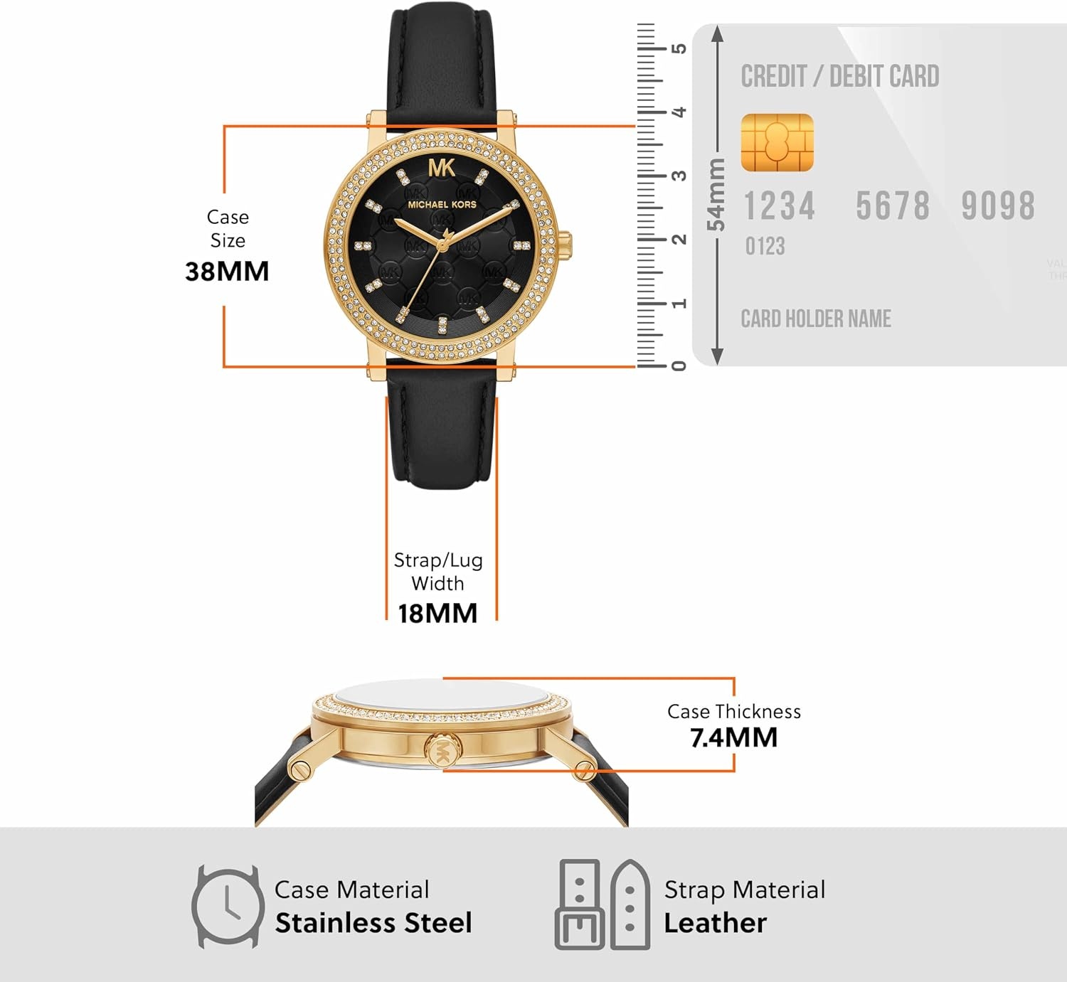 image:imageMichael Kors Corey ThreeHand Black Leather Watch
