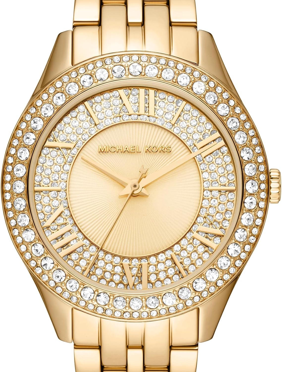 image:imageMichael Kors Harlowe Womens Watch Stainless Steel and Pav Crystal Watch for Women with Steel or Leather BandGoldTone Bracelet