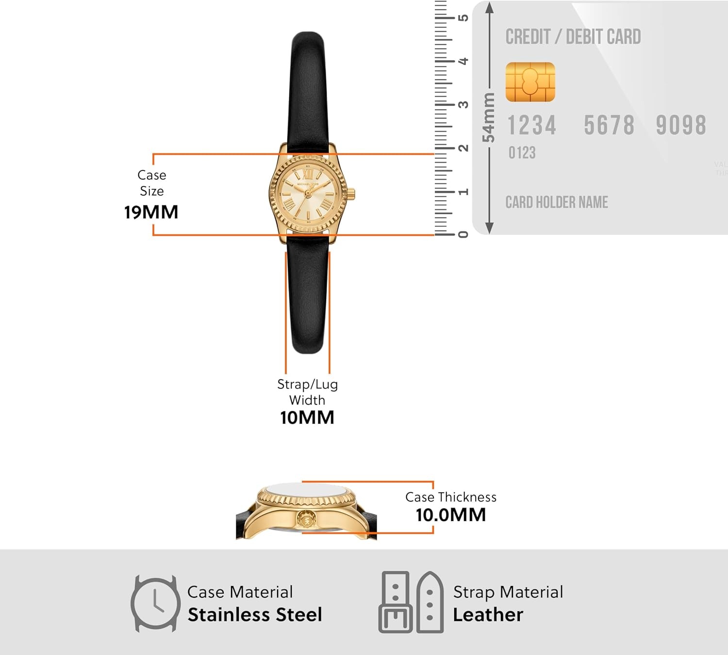 image:imageMichael Kors Lexington Womens Watch Stainless Steel Bracelet or Leather Watch for WomenMicro GoldBlack