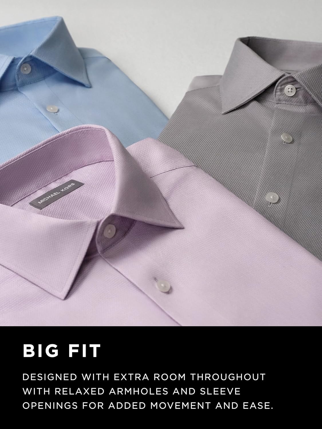 image:imageMichael Kors Mens Dress Shirt Travel Stretch Big Fit Big and TallBlack
