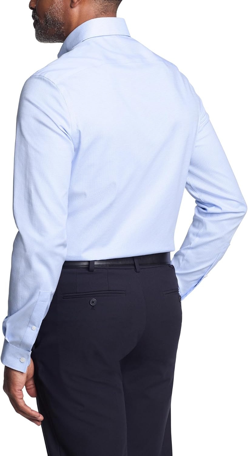 image:imageMichael Kors Mens Dress Shirt Ultra Wrinkle Free Stretch Regular FitLight Blue Check