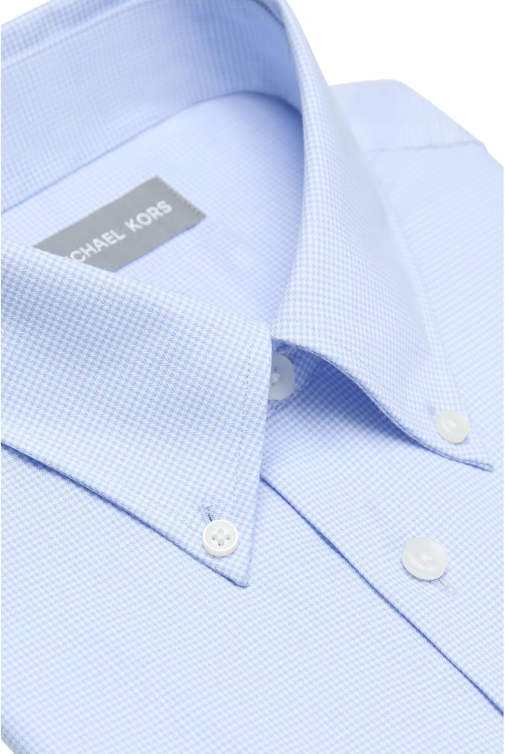 image:imageMichael Kors Mens Dress Shirt Ultra Wrinkle Free Stretch Regular FitLight Blue Check