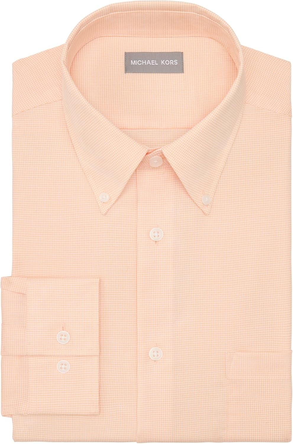 image:imageMichael Kors Mens Dress Shirt Ultra Wrinkle Free Stretch Regular FitLight Orange Check