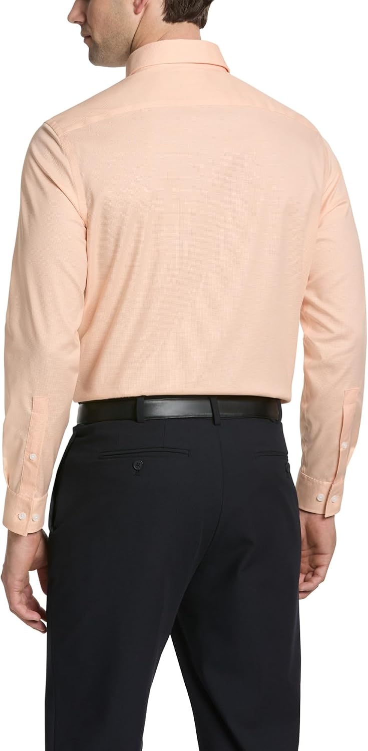 image:imageMichael Kors Mens Dress Shirt Ultra Wrinkle Free Stretch Regular FitLight Orange Check