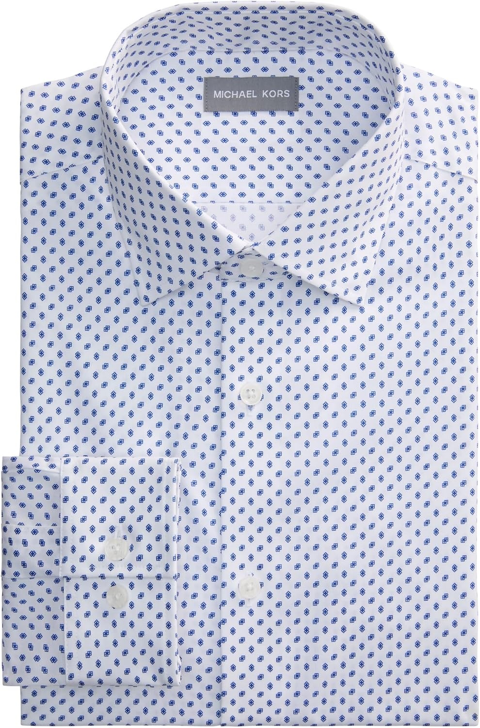 image:imageMichael Kors Mens Dress Shirt Ultra Wrinkle Free Stretch Regular FitNavy Print