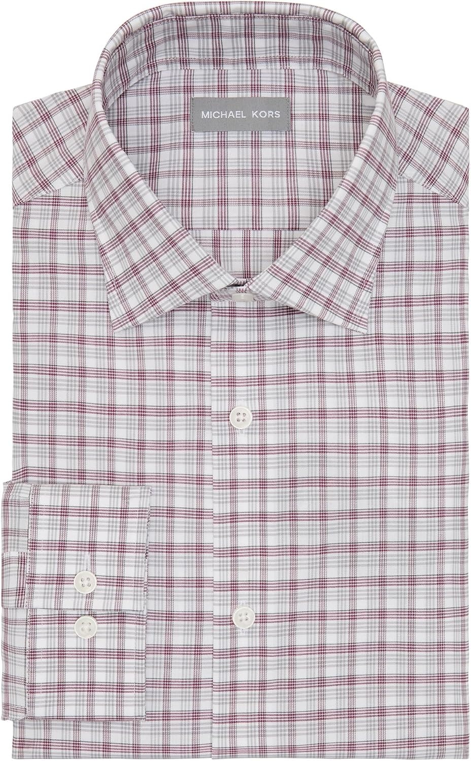 image:imageMichael Kors Mens Dress Shirt Ultra Wrinkle Free Stretch Regular FitWine Multi