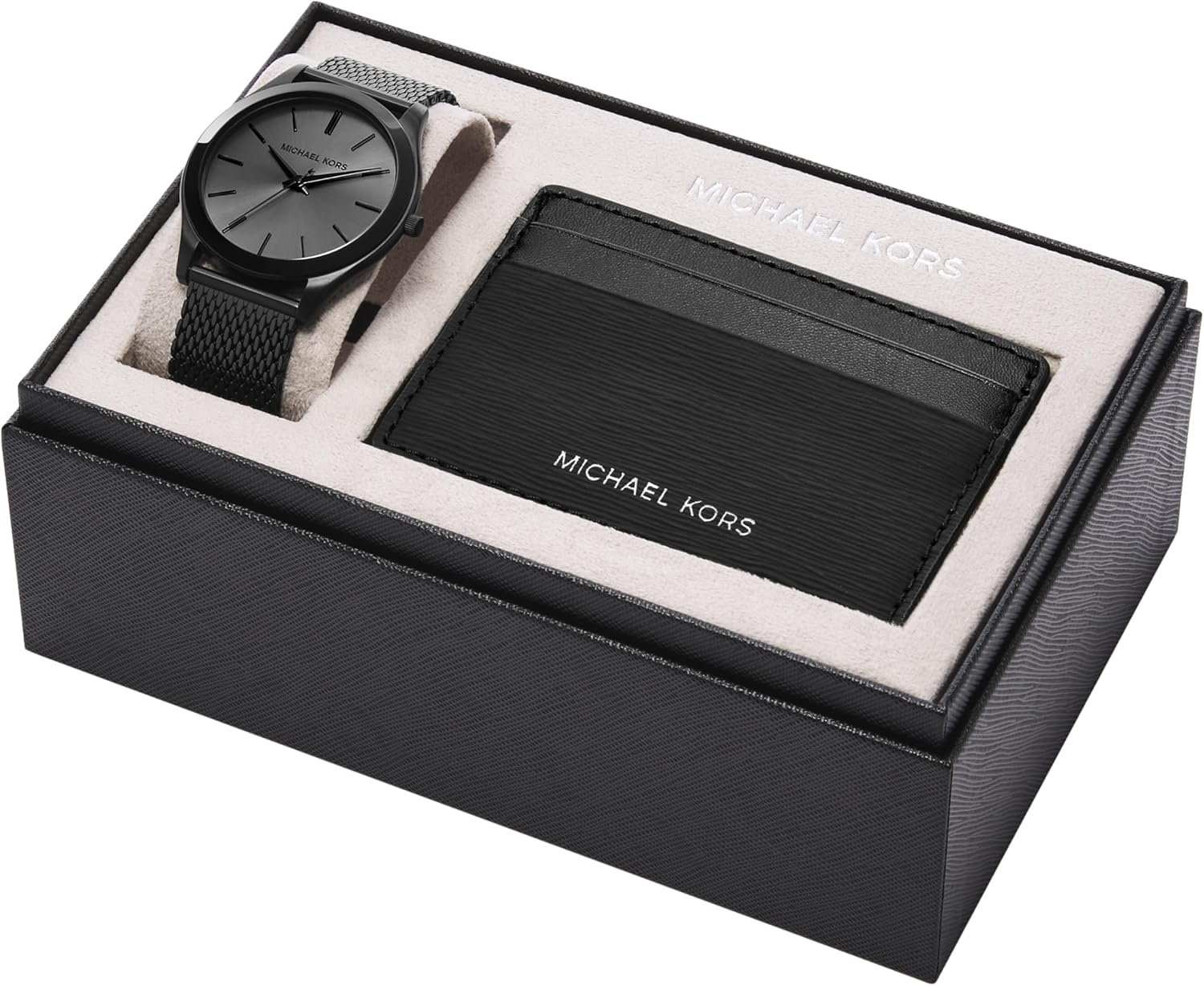 image:imageMichael Kors Oversized Slim Runway Mens Watch Stainless Steel Watch for MenBlack Mesh Wallet Gift Set