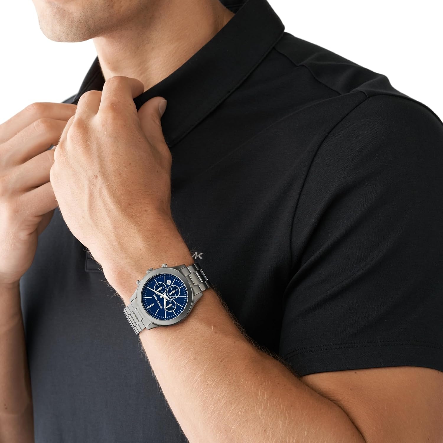 image:imageMichael Kors Oversized Slim Runway Mens Watch Stainless Steel Watch for MenGunmetal Blue Chrono