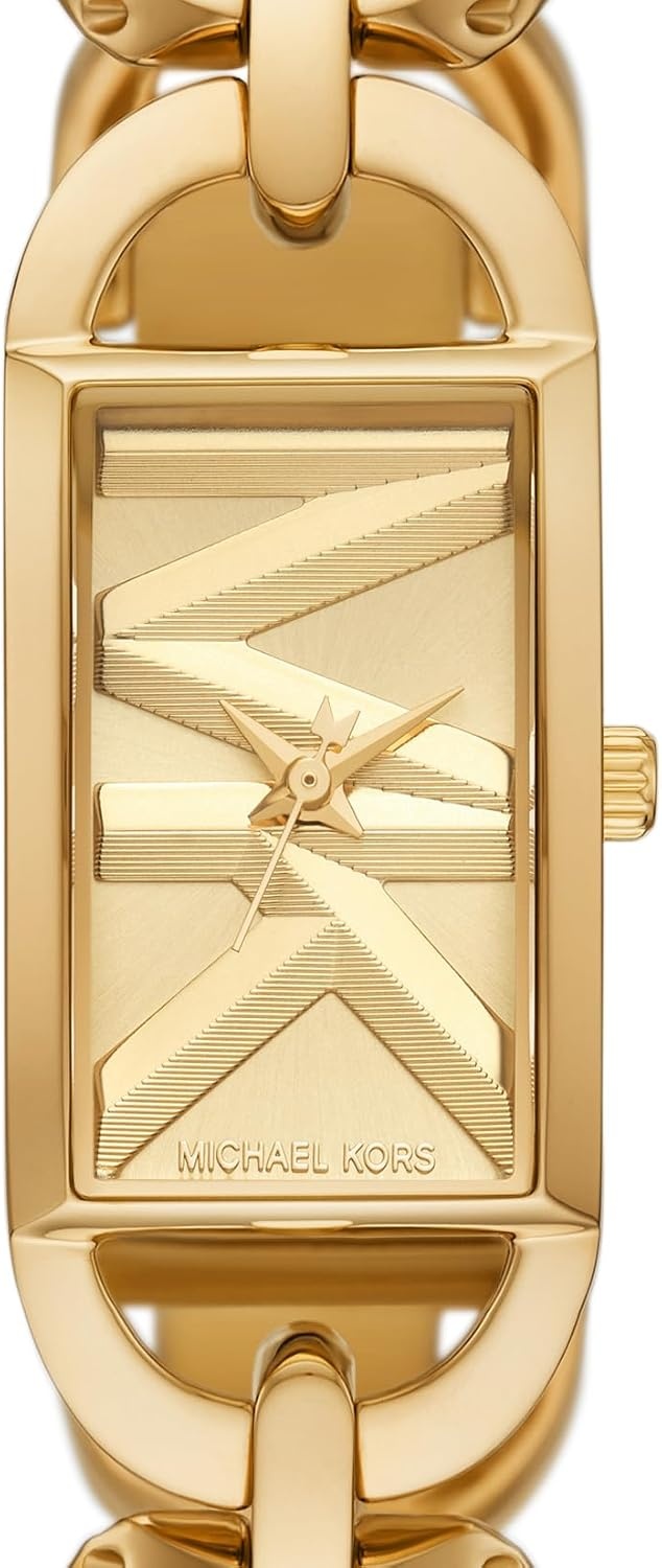 image:imageMichael Kors Womens MK Empire Rectangular Stainless Steel Watch with Steel or Leather BandGold