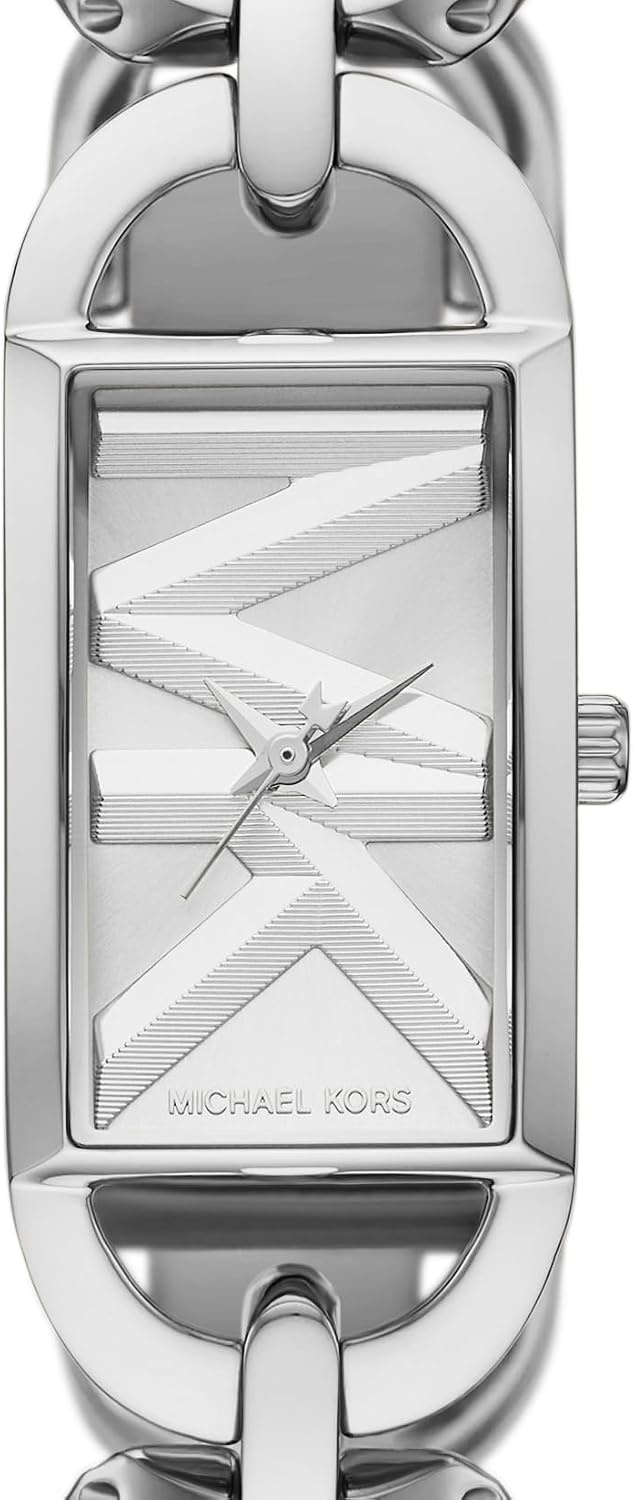 image:imageMichael Kors Womens MK Empire Rectangular Stainless Steel Watch with Steel or Leather BandSilver
