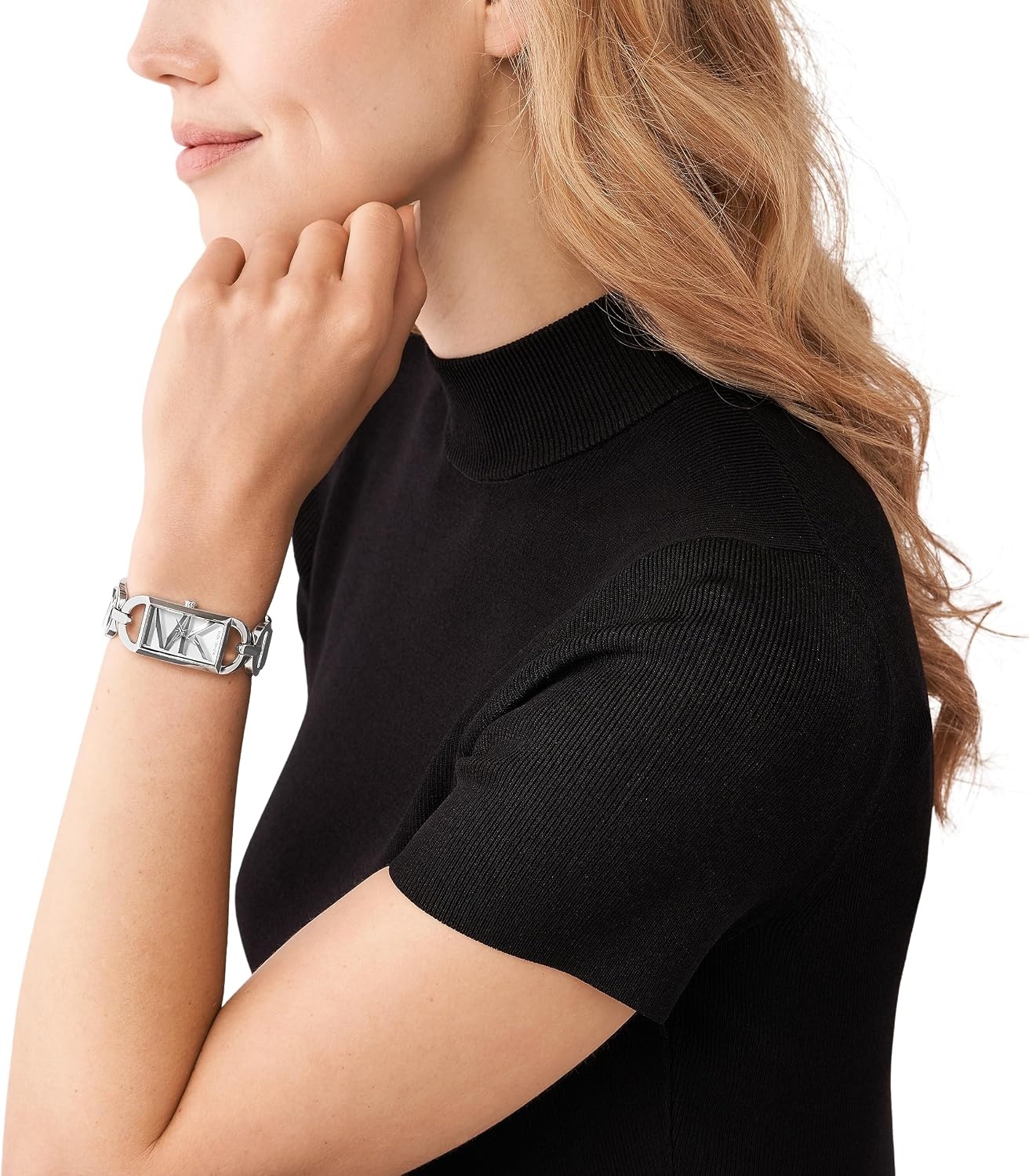 image:imageMichael Kors Womens MK Empire Rectangular Stainless Steel Watch with Steel or Leather BandSilver