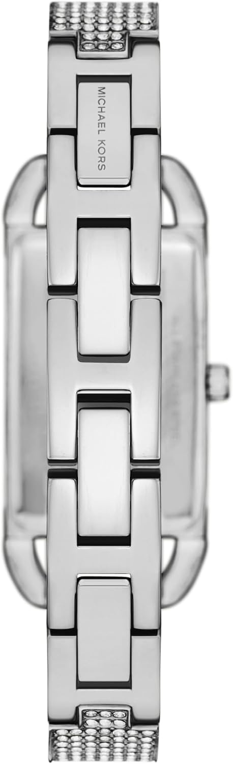 image:imageMichael Kors Womens MK Empire Rectangular Stainless Steel Watch with Steel or Leather BandSilver Pave Bangle