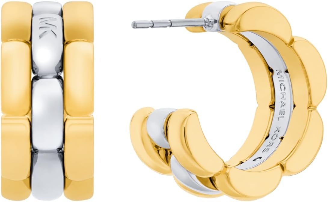 image:imageMichael Kors Womens TwoTone Link Hoop Earrings Model MKJ8593931