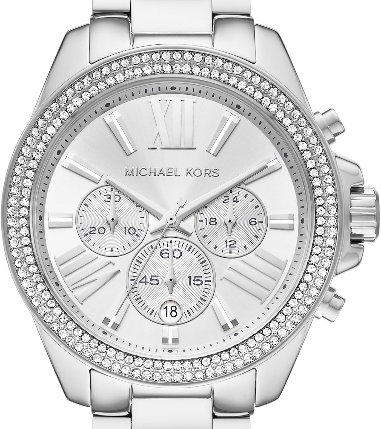 image:imageMichael Kors Wren Womens Watch Stainless Steel and Pav Crystal Watch for WomenSilver Pave Bezel