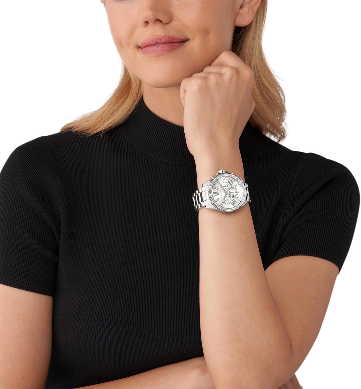 image:imageMichael Kors Wren Womens Watch Stainless Steel and Pav Crystal Watch for WomenSilver Pave Bezel