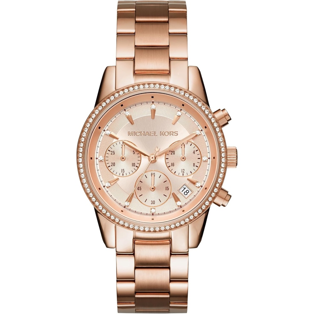 image:imageMichael Kors Bryant Chronograph Womens Watch Stainless Steel and Pav Crystal Watch for WomenRose Gold