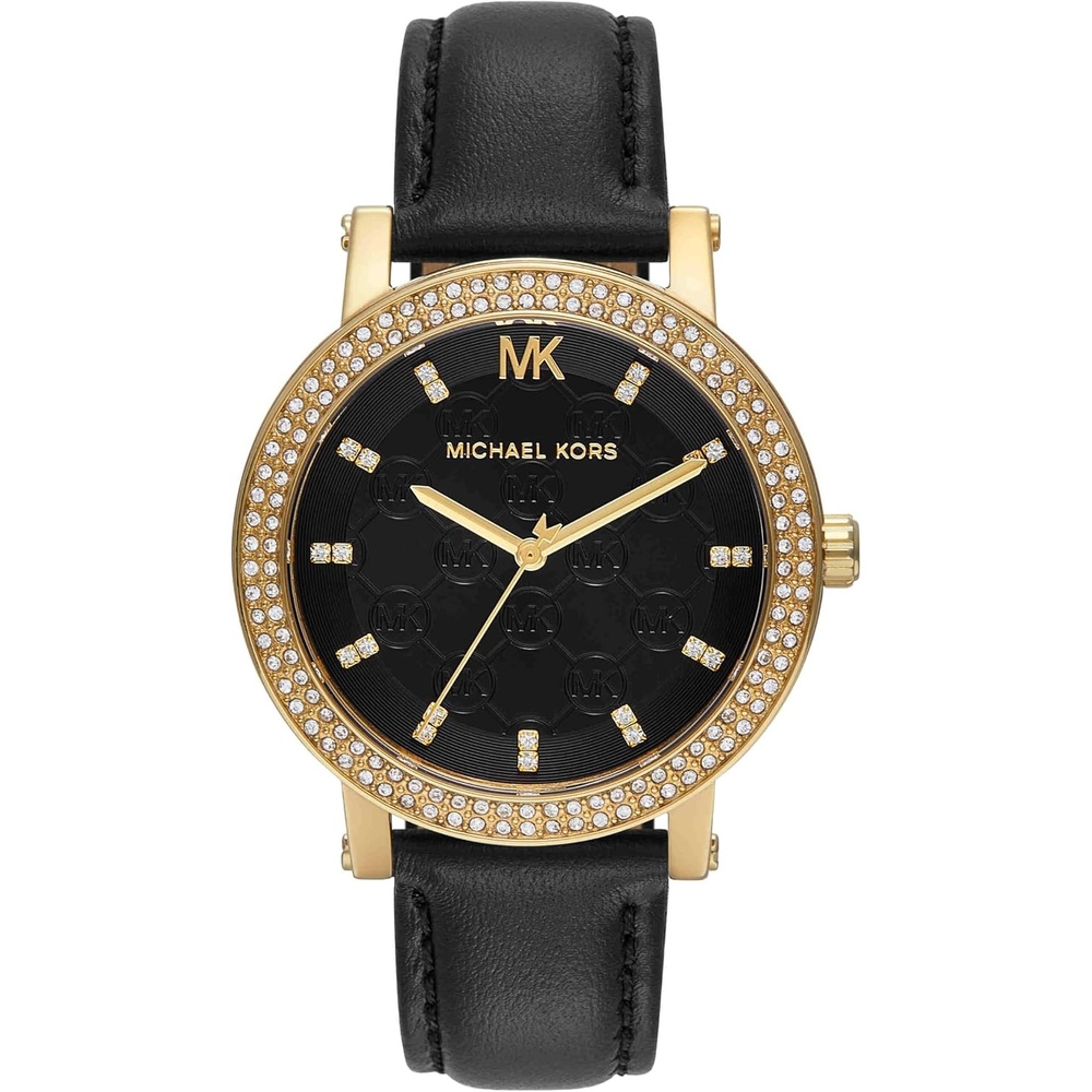 image:imageMichael Kors Corey ThreeHand Black Leather Watch