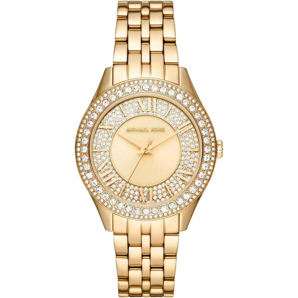 image:imageMichael Kors Harlowe Womens Watch Stainless Steel and Pav Crystal Watch for Women with Steel or Leather BandGoldTone Bracelet