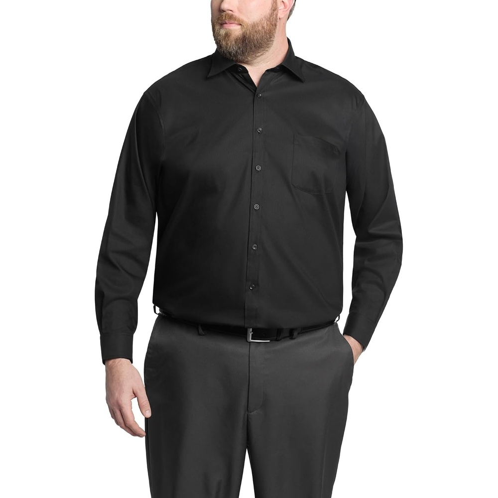 image:imageMichael Kors Mens Dress Shirt Travel Stretch Big Fit Big and TallBlack