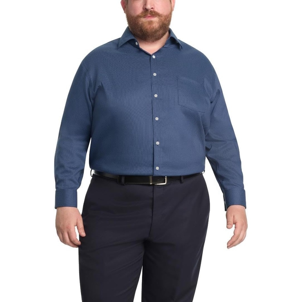 image:imageMichael Kors Mens Dress Shirt Travel Stretch Big Fit Big and TallNavy