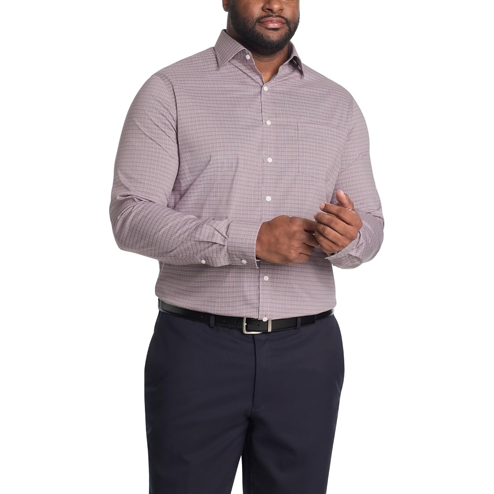 image:imageMichael Kors Mens Dress Shirt Travel Stretch Big Fit Big and TallWine