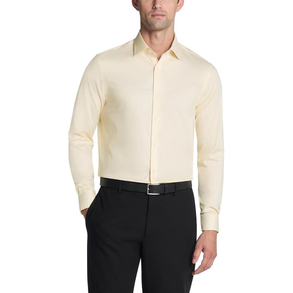 image:imageMichael Kors Mens Dress Shirt Ultra Wrinkle Free Stretch Regular FitLemon Yellow