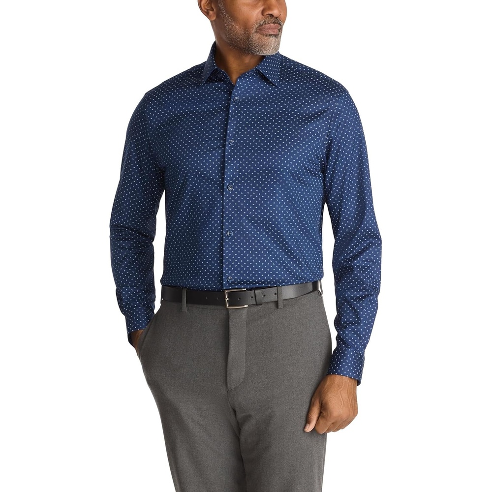 image:imageMichael Kors Mens Dress Shirt Ultra Wrinkle Free Stretch Regular FitNavy Multi