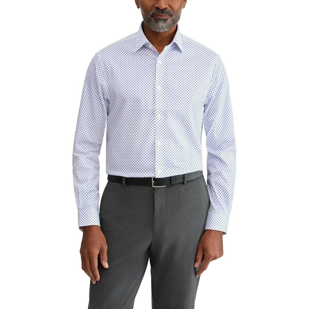 image:imageMichael Kors Mens Dress Shirt Ultra Wrinkle Free Stretch Slim FitNavy Print