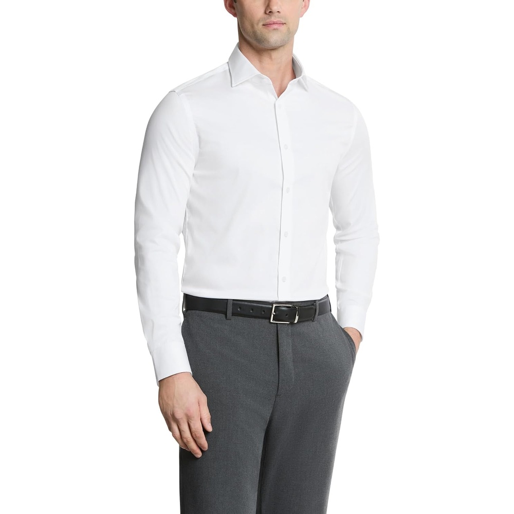 image:imageMichael Kors Mens Dress Shirt Ultra Wrinkle Free Stretch Slim FitWhite