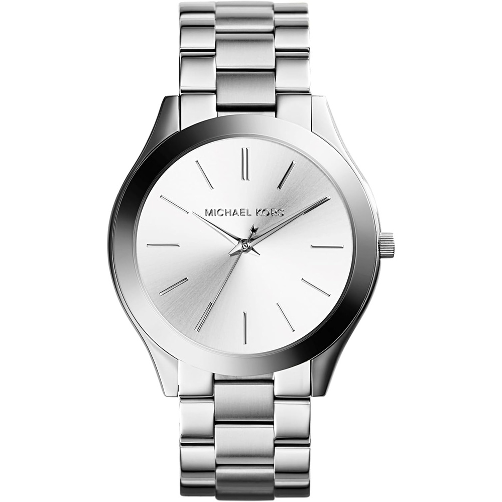 image:imageMichael Kors Slim Runway Watch for Women 42mm Quartz Three Hand Movement with Stainless Steel StrapSilver Sunray