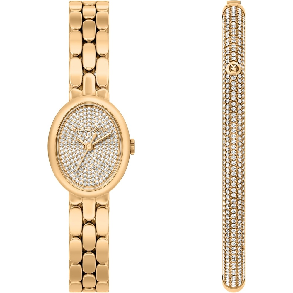 image:imageMichael Kors Womens Maude ThreeHand GoldTone Stainless Steel Watch and Bracelet Set Model MK7596SET