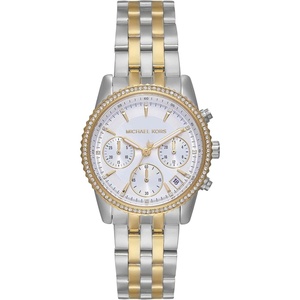 Michael Kors Bryant Chronograph Women’s Watch, Stainless Steel and Pavé Crystal Watch for Women(Two Tone)