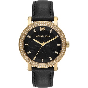 Michael Kors Corey Three-Hand Black Leather Watch