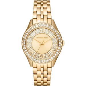 Michael Kors Harlowe Women’s Watch, Stainless Steel and Pavé Crystal Watch for Women with Steel or Leather Band(Gold-Tone Bracelet)