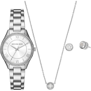 Michael Kors Lauryn Women’s Watch, Stainless Steel Bracelet Watch for Women(Silver Gift Set)