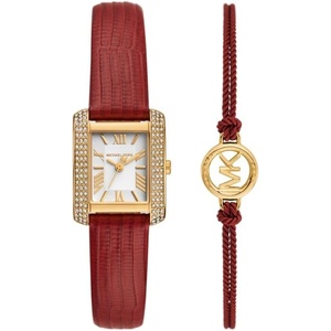 Michael Kors MK2983 – Emery Three-Hand Watch(Gold/Red Bracelet Gift Set)