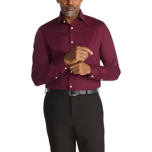 Michael Kors Men’s Dress Shirt Comfort Stretch Regular Fit(Deep Red)