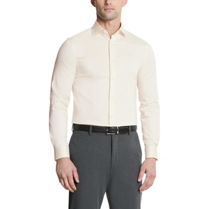 Michael Kors Men’s Dress Shirt Ultra Wrinkle Free Stretch Regular Fit(Ecru Beige)