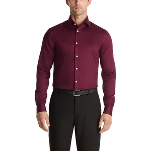 Michael Kors Men’s Dress Shirt Ultra Wrinkle Free Stretch Slim Fit(Deep Red)