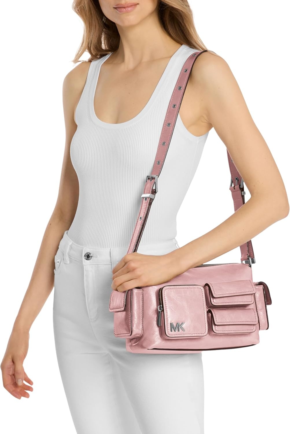 image:imageMichael Kors Dakota Medium Pocket Shoulder BagSilvertone HardwareSmokey Rose