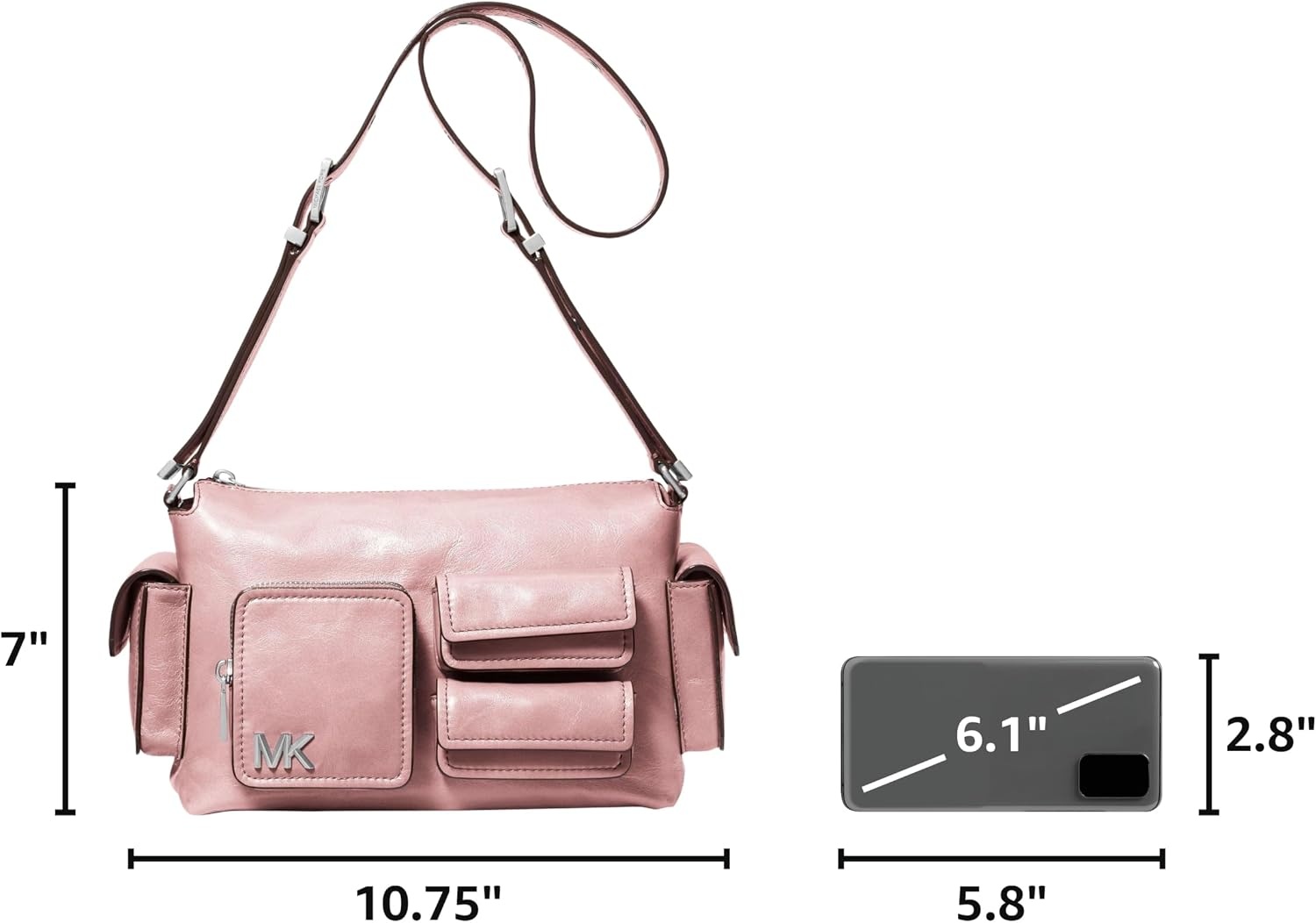 image:imageMichael Kors Dakota Medium Pocket Shoulder BagSilvertone HardwareSmokey Rose