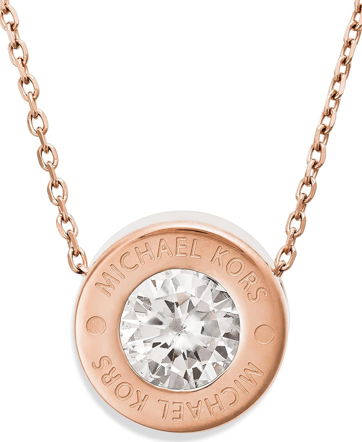 image:imageMichael Kors Logo Rose GoldTone and Crystal Pendant Necklace