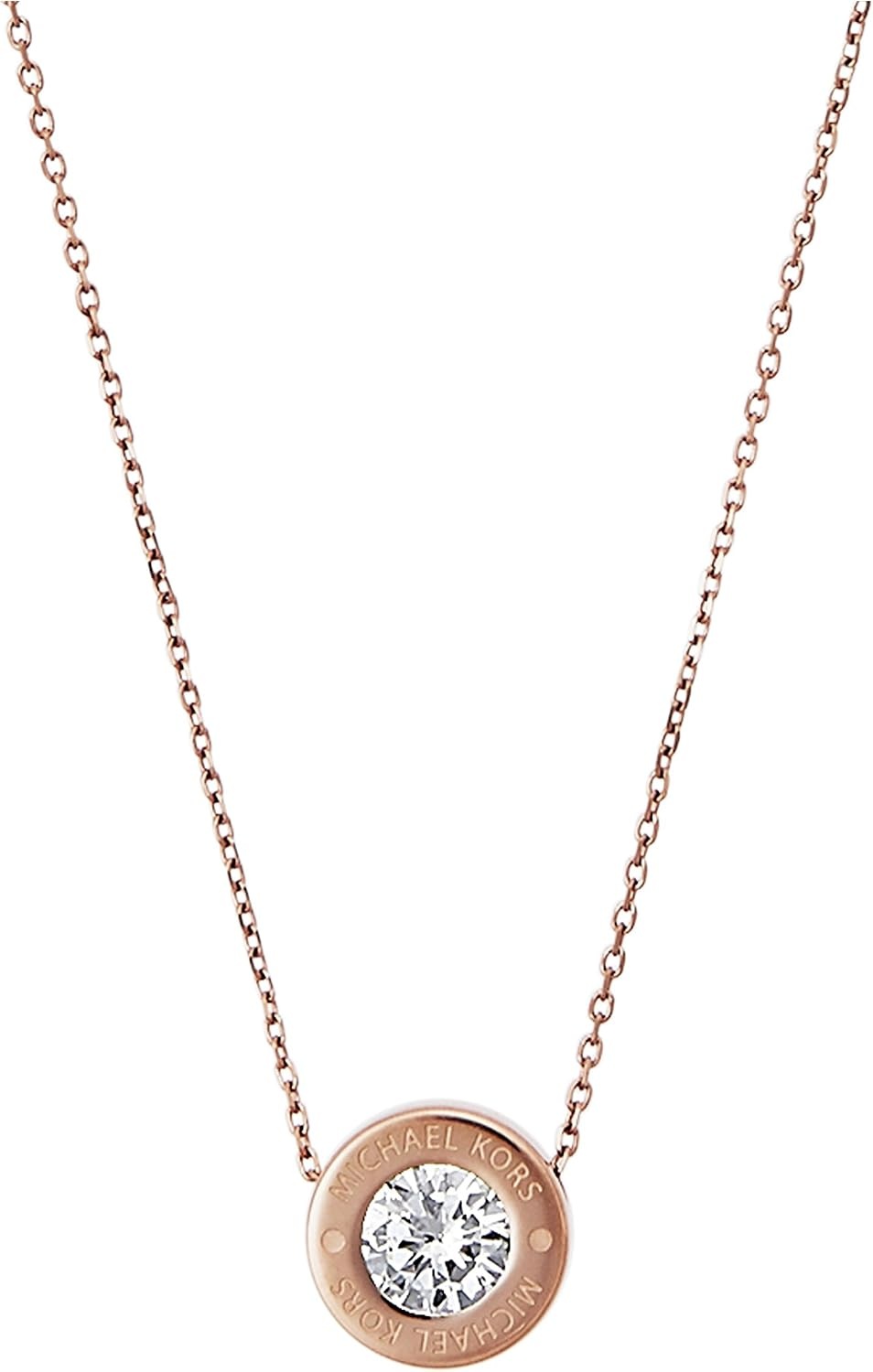 image:imageMichael Kors Logo Rose GoldTone and Crystal Pendant Necklace