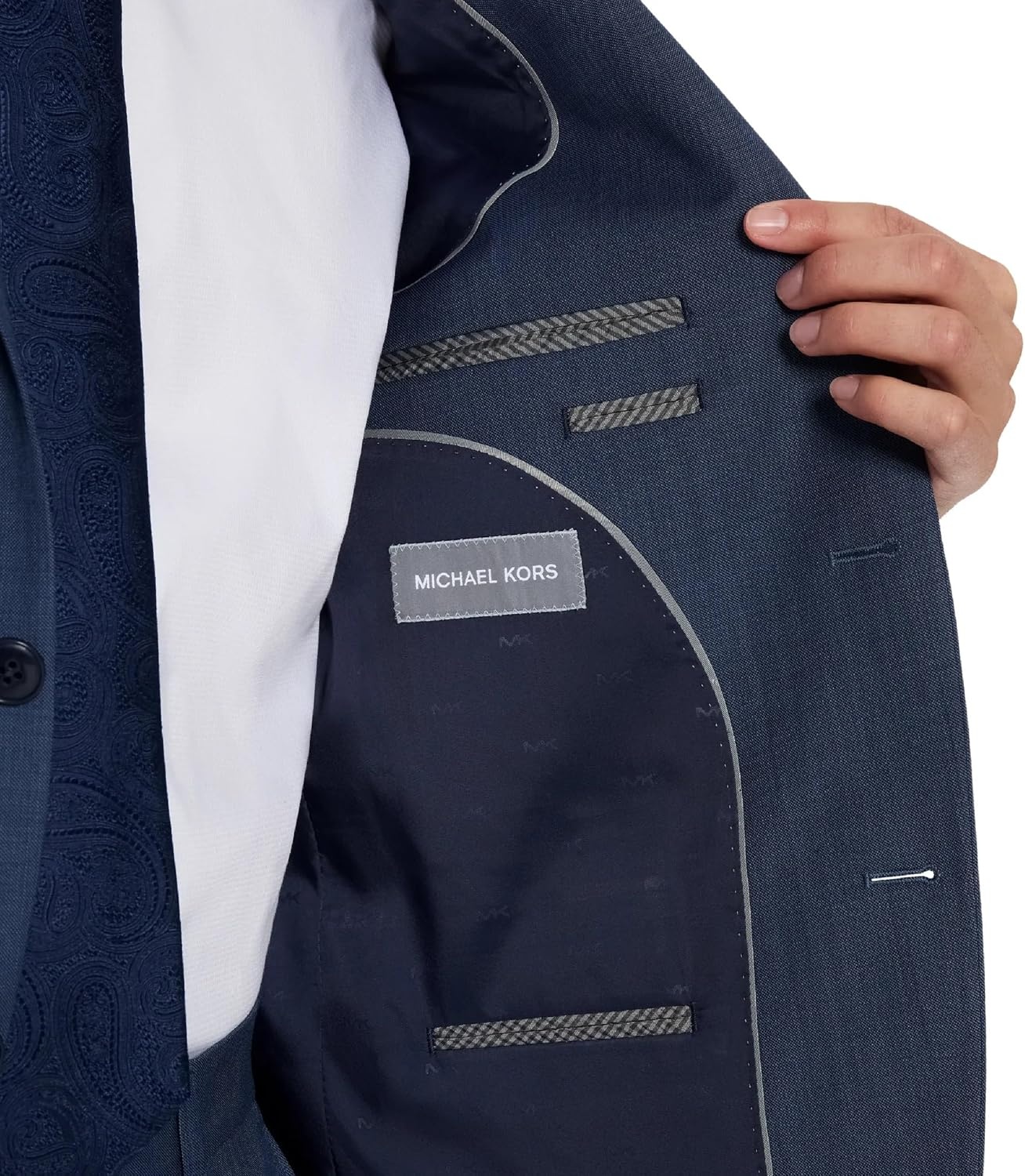 image:imageMichael Kors Mens 3Piece Classic Fit Suit Separates Jackets Weddings amp Formal Events Pants amp Vests Sold SeperatelyLight Blue