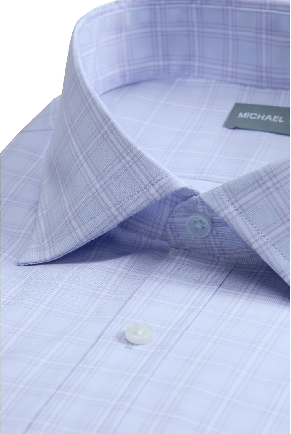 image:imageMichael Kors Mens Dress Shirt Travel Stretch Tall Fit Big and TallPink Multi Plaid